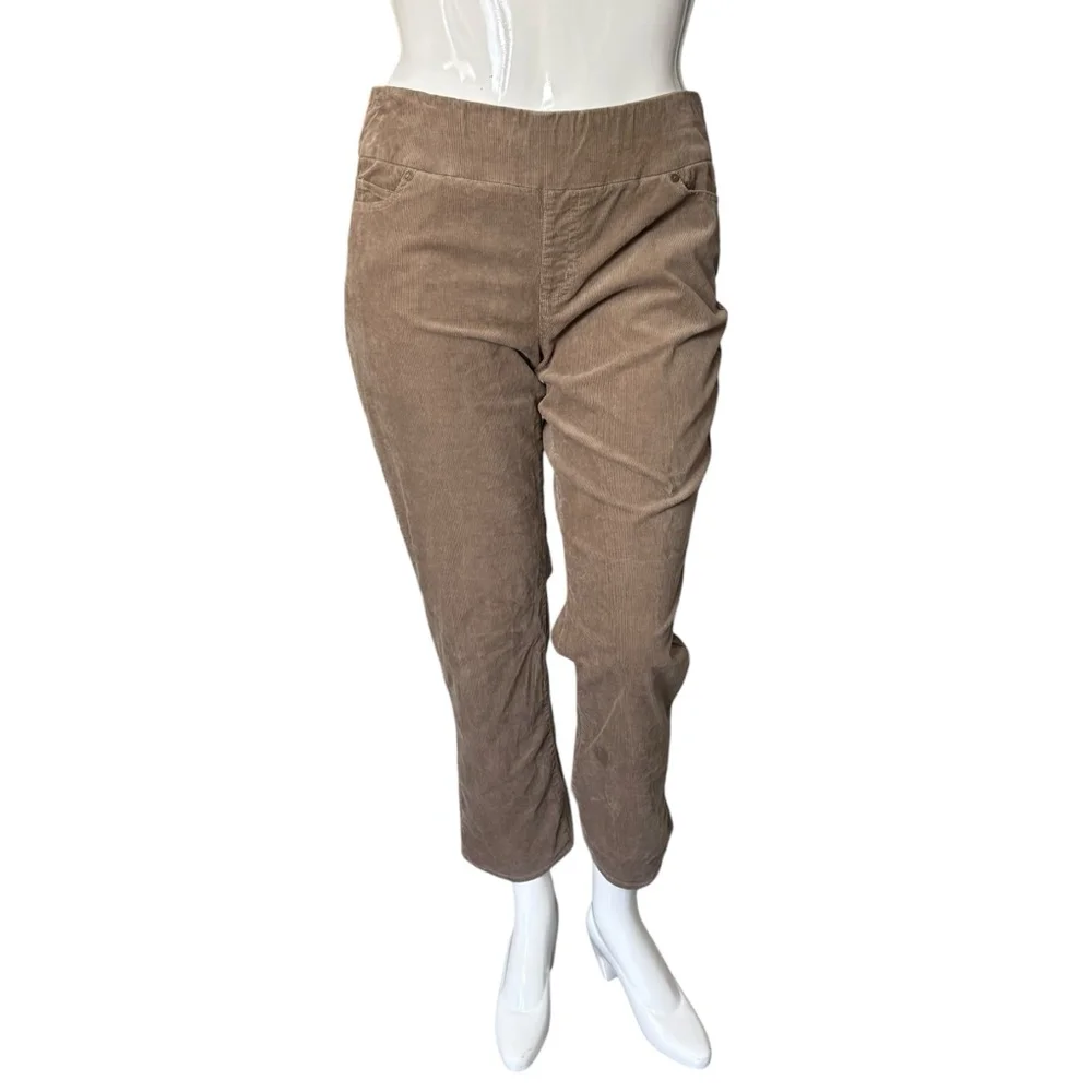Coldwater Creek Pull-On ShapeMe Stretch Corduroy Pants Taupe Petite, 12P - Picture 2 of 13
